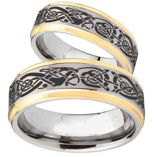 Rings And Bands Gold Ring Platinum White Gold Tone Tungsten Carbide Dragon Step Ring Titanium
