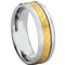 Rings And Bands Gold Ring Platinum White Tungsten Carbide Beveled Edge Ring With Gold Tone Carbon Fiber Titanium