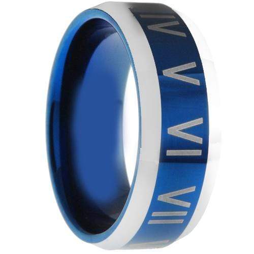 Rings And Bands Platinum Engagement Rings White Blue Tungsten Carbide With Custom Roman Numerals Titanium