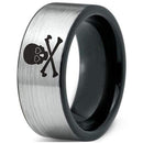 Rings And Bands Platinum Rings White Black Tungsten Carbide Skull Flat Ring Titanium