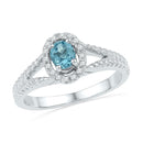 Rings And Bands Sterling Silver Women's Oval Lab-Created Blue Topaz Solitaire Diamond Split-shank Ring 1/2 Cttw - FREE Shipping (US/CAN) JadeMoghul