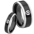 Simple Silver Ring Tungsten Carbide Black Silver Green Lantern Ring