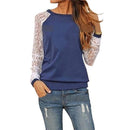 Rogi Fashion Lace Crochet Women Blouses Casual Round Neck Long Sleeve Blouse Shirt Patchwrok Hoodies Sweatshirts Tunic Blusas JadeMoghul Inc.