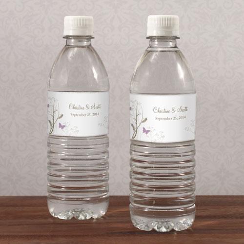 Romantic Butterfly Water Bottle Label Vintage Pink (Pack of 1)-Wedding Ceremony Stationery-Peach-JadeMoghul Inc.