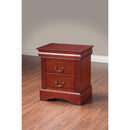 Rubberwood Nightstand With 2 Drawers Brown-Nightstands and Bedside Tables-Brown-Rubberwood Solids And Poplar Veneer-JadeMoghul Inc.