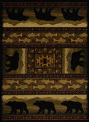 Rugs Accent Rugs - 22" x 26" x 0.4" Black Polypropylene Bears Lodge Accent Rug HomeRoots