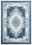 Rugs Aqua Rug - 22" x 32" x 0.53" Aqua Olefin/Polypropylene Accent Rug HomeRoots
