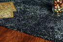 Rugs Black Area Rugs - 7'6" X 9'6" Polyester Black Heather Area Rug HomeRoots