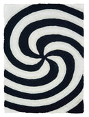 Rugs Black Rug 22" x 26" x 1.2" Black Polyester Accent Rug 9223 HomeRoots