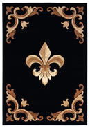 Rugs Black Rug 22" x 32" x 0.53" Black Olefin/Polypropylene Accent Rug 7537 HomeRoots