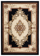 Rugs Black Rug - 22" x 32" x 0.53" Black Olefin/Polypropylene Accent Rug HomeRoots