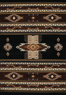 Rugs Black Rug - 22" x 36" x 0.3" Black Polypropylene Accent Rug HomeRoots