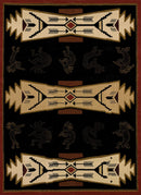 Rugs Black Rug 22" x 36" x 0.4" Black Polypropylene Accent Rug 8094 HomeRoots