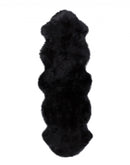Rugs Black Rug - 24" x 72" x 2" Black, Double Sheepskin - Area Rug HomeRoots