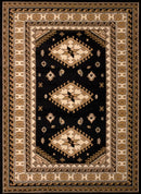 Rugs Black Rug 33" x 39" x 0.31" Black Polypropylene Accent Rug 8734 HomeRoots
