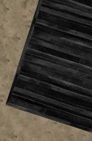 Rugs Black Rug - 60" x 96" Black Linear, Cowhide Stitched - Area Rug HomeRoots