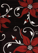 Rugs Black Rug - 63" x 86" x 0.43" Black Polypropylene Area Rug HomeRoots