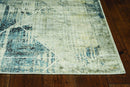 Rugs Blue and Grey Rug - 26" X 90" X 0.'25" Grey/Blue Polyester / Viscose Rug HomeRoots