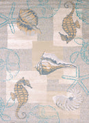 Rugs Blue and Grey Rug - 63" x 86" x 0.47" Natural Polypropylene/Polyester Area Rug HomeRoots