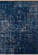 Rugs Blue and Grey Rug - 63" x 90" x 0.24" Midnight Blue Polyester Area Rug HomeRoots