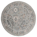 Rugs Blue and Grey Rug 94" x 94" x 0.79" Blue/Grey Microfiber/Polyester Round Rug 8029 HomeRoots