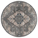 Rugs Blue and Grey Rug 94" x 94" x 0.79" Blue/Grey Microfiber/Polyester Round Rug 8033 HomeRoots