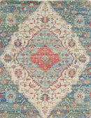 Rugs Blue Area Rugs 27" x 45" Jute Blue/Red Area Rug 3321 HomeRoots