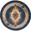 Rugs Blue Rug - 22" x 32" x 0.53" Blue Olefin/Polypropylene Round Rug HomeRoots