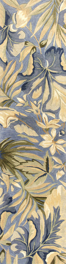 Rugs Blue Rug - 30" X 120" X 0.'5" Blue Wool Rug HomeRoots