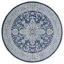 Rugs Blue Rug 94" x 94" x 0.31" Denim Blue Olefin Round Rug 8259 HomeRoots