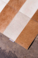Rugs Brown Rug - 60" x 96" Brown, Striped Natural, Stitched Hide - Area Rug HomeRoots