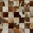 Rugs Brown Rug - 96" x 120" Brown And White, 4" Square Patches, Cowhide - Area Rug HomeRoots