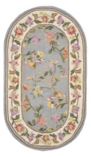 Rugs Cheap Area Rugs - 2'6" x 4'6" Oval Wool Slate Blue/Ivory Area Rug HomeRoots