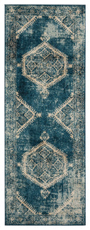 Rugs Cheap Rugs 31" x 86" x 0.37" Cerulean Olefin Frieze Runner Rug 9736 HomeRoots