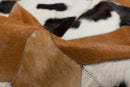 Rugs Cow Rug - 42" x 42" Tricolor, Natural Star Stitch Round Cowhide - Area Rug HomeRoots