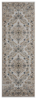 Rugs Entryway Runner Rug 31" x 86" x 0.79" Beige Microfiber/Polyester Runner Rug 8007 HomeRoots
