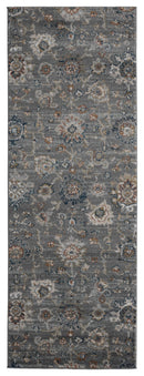 Rugs Entryway Runner Rug 31" x 86" x 0.79" Blue/Grey Microfiber/Polyester Runner Rug 7987 HomeRoots