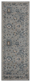 Rugs Entryway Runner Rug 31" x 86" x 0.79" Blue/Grey Microfiber/Polyester Runner Rug 8027 HomeRoots
