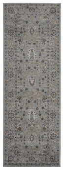 Rugs Entryway Runner Rug - 31" x 86" x 0.79" Blue/Grey Microfiber/Polyester Runner Rug HomeRoots