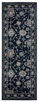 Rugs Entryway Runner Rug 31" x 86" x 0.79" Navy Microfiber/Polyester Runner Rug 8023 HomeRoots