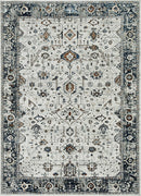 Rugs Grey Rug - 26" X 83" X 0.'25" Ivory/Grey Polyester Rug HomeRoots