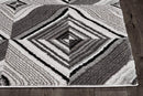 Rugs Grey Rug - 27" X 90" X 0.'75" Grey/Mocha Polyester Rug HomeRoots