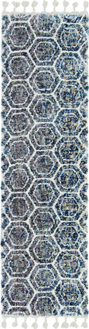 Rugs Grey Shaggy Rug - 105" X 156" X 1" Grey/Teal Polyester Rug HomeRoots