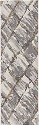 Rugs Grey Shaggy Rug - 39" X 59" X 0.'75" Ivory/Grey Polyester Rug HomeRoots