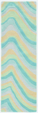Rugs Hallway Runner Rug 2'3" x 7'6" Runner Wool Ocean Area Rug 4087 HomeRoots