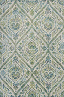 Rugs Ivory Rug - 7'10" x 10'10" Polypropylene Ivory/Teal Area Rug HomeRoots