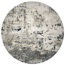 Rugs Ivory Rug - 7'7" Round Polyester Ivory/Teal Area Rug HomeRoots