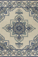 Rugs Ivory Shag Rug 2' x 3' UV-treated Polypropylene Ivory/Blue Area Rug 3307 HomeRoots