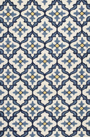 Rugs Ivory Shag Rug - 2' x 3' UV-treated Polypropylene Ivory/Blue Area Rug HomeRoots