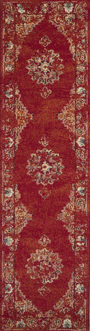 Rugs Kitchen Runner Rugs - 2'2" x 7'10" Runner Polypropylene Burnt Red Area Rug HomeRoots